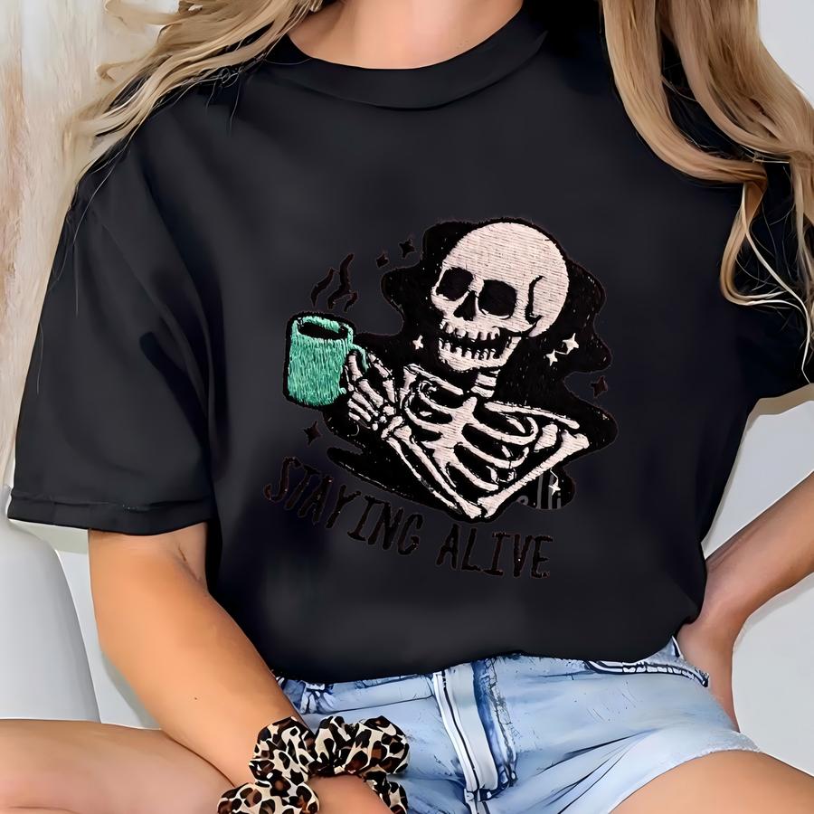 Skeleton Coffee Sweatshirt: Caffeinated Mama Shirt T-shirt
