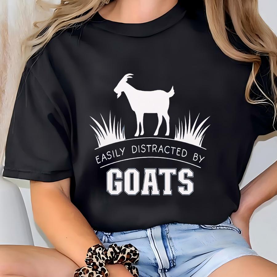 Easily Distracted By Goats Unisex Jersey Short Sve Tee T-shirt