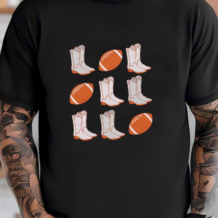 Cowboy Boots Football Hoodie, Vintage Game Day Football Shirt, Retro Football Season Apparel Football And Boots Hoodie T-shirt