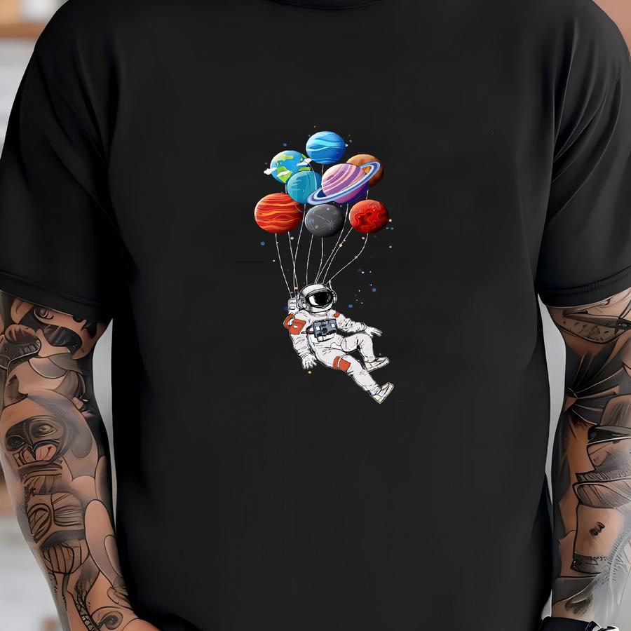 Custom Astronaut Shirt, Space Balloon Astronaut Space Shirt, Astronaut Birthday Shirt, Spaceman Shirt, Astronaut Family Shirt,astronaut Gift T-shirt
