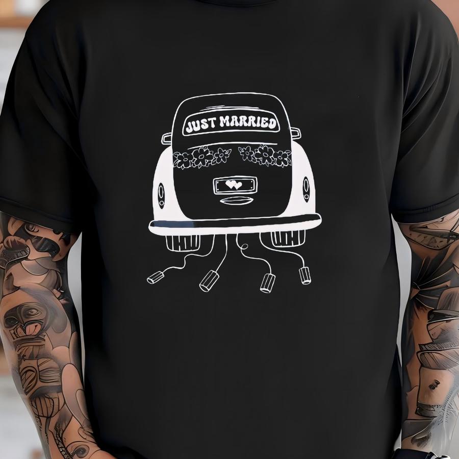 Custom Honeymoon Just Married Shirts,retro Couples Shirts, Husband And Wife Matching Shirts Bride Groom Newlywed Shirt T-shirt