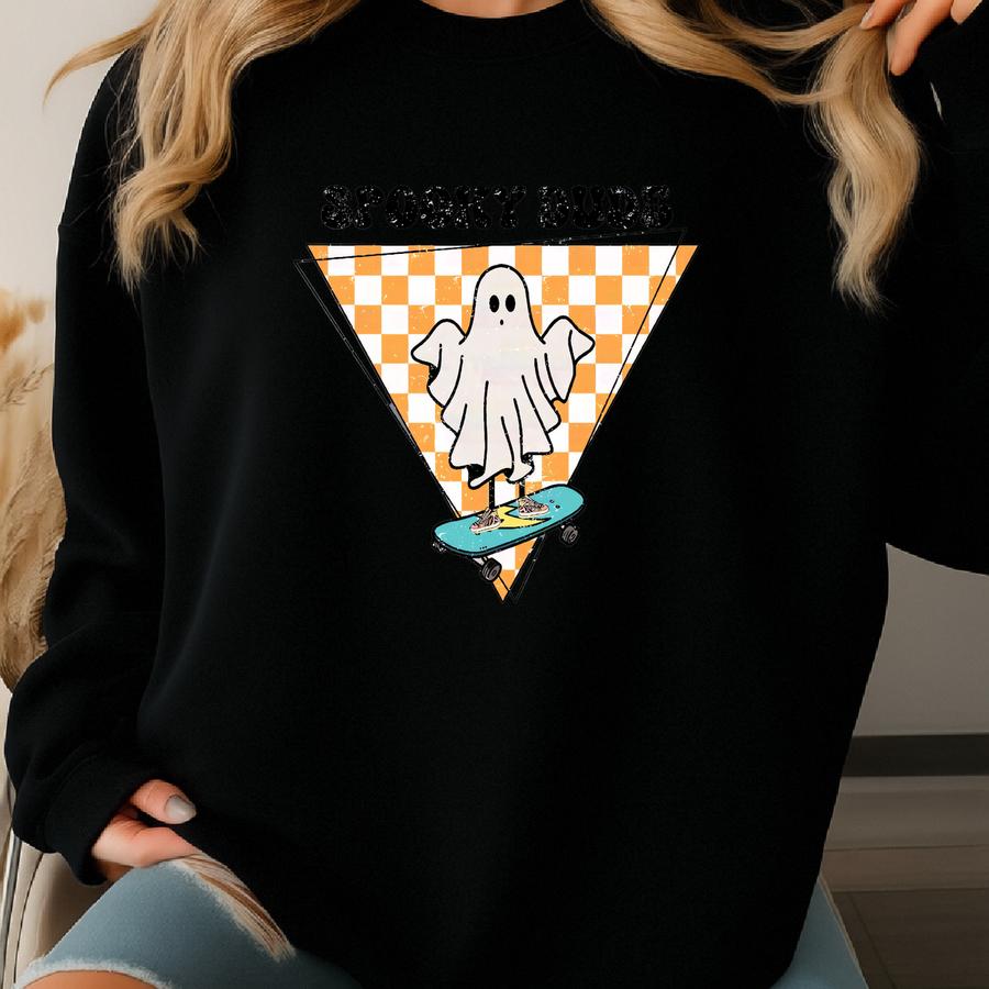 Spooky Dude Halloween Dtf Transfers | Ready To Press Halloween Ghost Skateboarding Direct To Film Transfers Sweatshirt