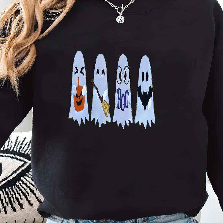 Bella Mustard Cute Ghost Crewneck Sweatshirt Sweatshirt