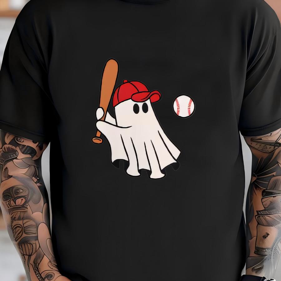 Unisex Ghost Playing Baseball Hooded Sweatshirt T-shirt