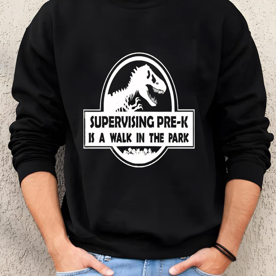 Supervising Pre-k Is A Walk In The Park Sweatshirt, Teacher Dinosaur Hoodie, Pre-k Teacher Sweater, Funny Teacher Sweatshirt, Teacher Gift Sweatshirt
