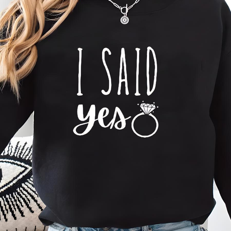 Engagement Shirts, I Asked I Said Yes T-shirts For Couple, Engagement Proposal Tee, Engagement Announcement Tee, Honeymoon Tee, Fiance Shirt Sweatshirt