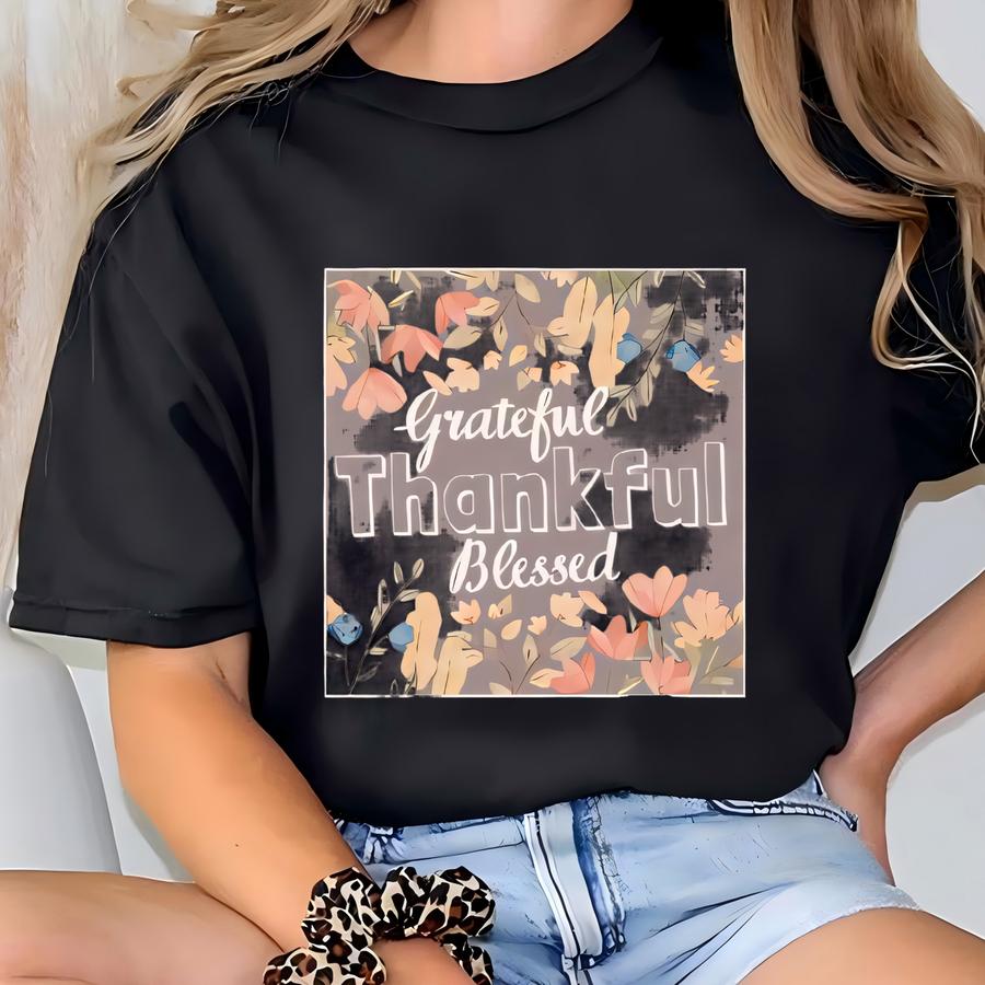 Grateful Thankful Fall Hoodie T-shirt