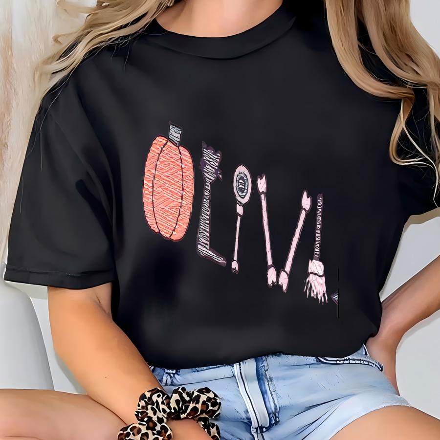 Spooky Halloween Name Shirt, Halloween Monogram Shirt, Monogrammed Toddler Shirt, Pumpkin Fall Shirt, Monogram Toddler T-shirt