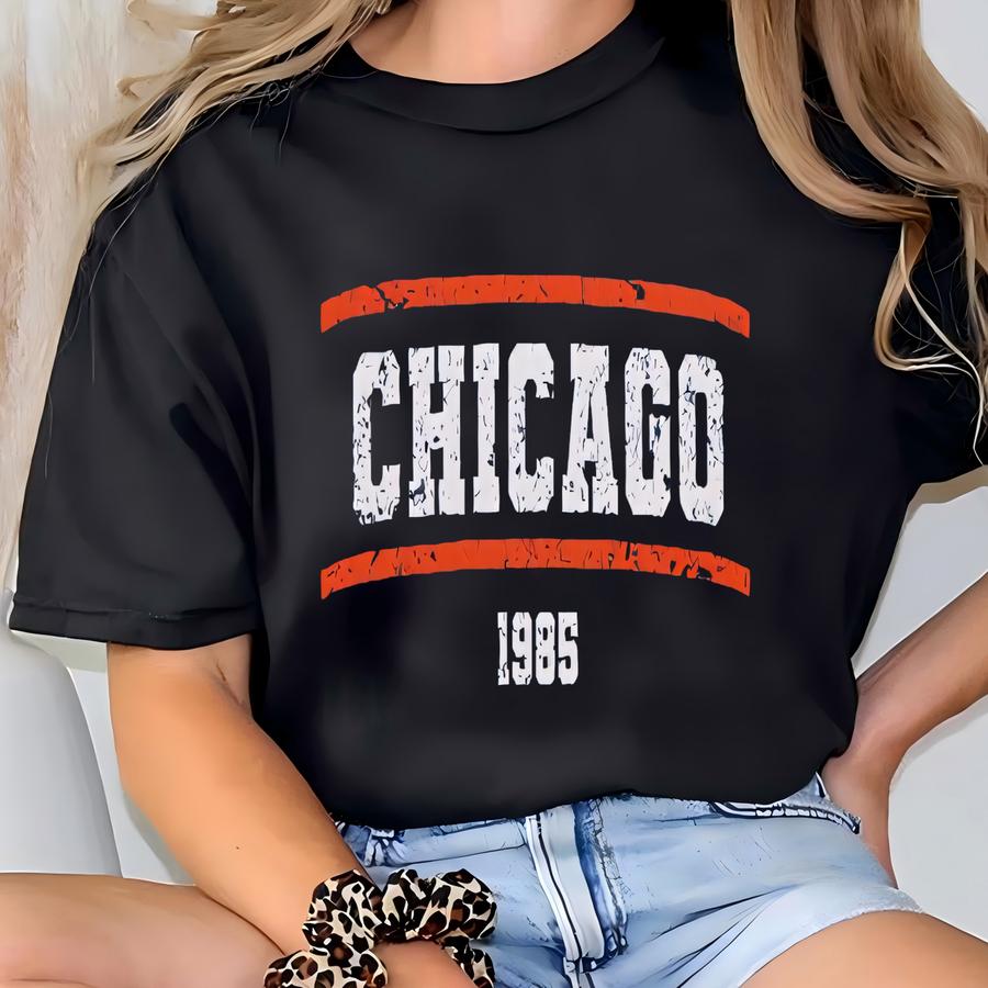 Chicago Football Shirt Women, Vintage Chicago Football Shirt For Women, Mike Ditka Inspired, 1985 Superbowl Football, Ladies Fit T-shirt