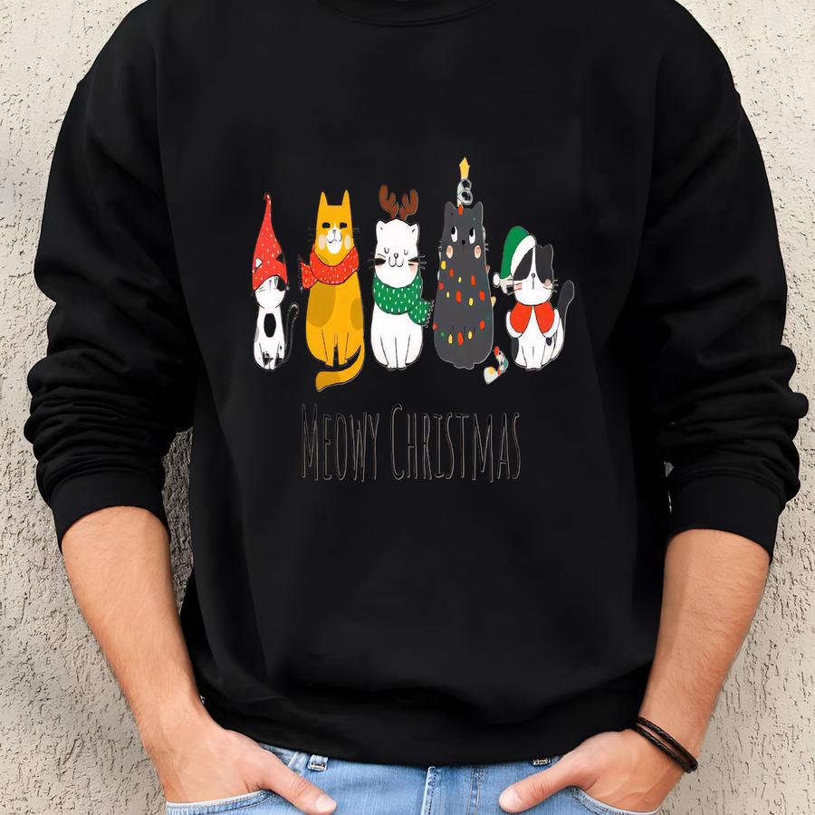 Womens Christmas Sweatshirt, Cute Cat Christmas Sweatshirt, Cat Lover Gift For Christmas, Holiday Sweatshirt, Cat Mommy Shirt, Winter Shirt Sweatshirt