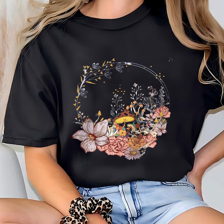 Flower Sweatshirt, Flower Sweatshirt, Floral Sweatshirt, Flower Girl Gift, Mothers Day Gift, Girlfriend Gift, Mushroom Sweatshirt T-shirt