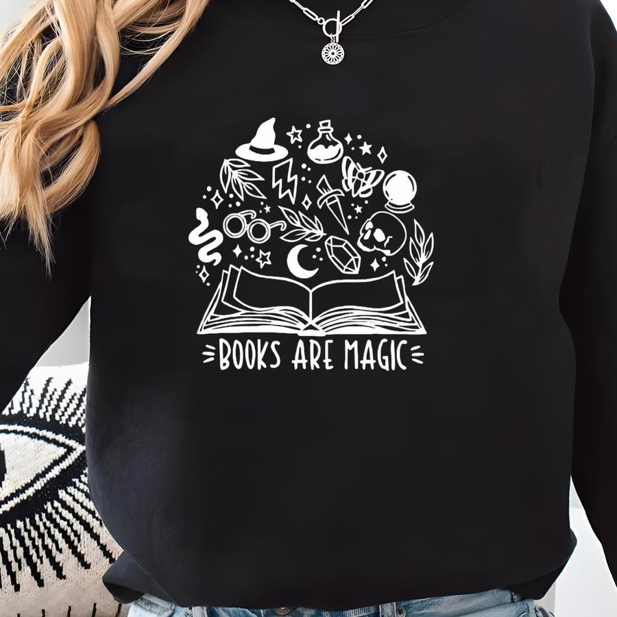 Books Are Magic Graphic Tee, Gift For Reader, Teacher Librarian Bella Canvas Shirt Sweatshirt Books Are Magic Graphic Tee, Gift For Reader, Teacher Librarian Bella Canvas Shirt Sweatshirt