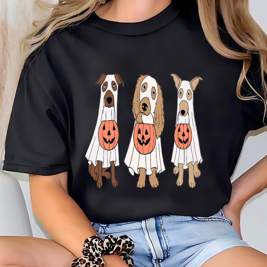 Ghost Dogs Halloween Sweatshirt, Halloween Ghost Dogs Unisex Sweatshirt Or Hooded Sweatshirt T-shirt
