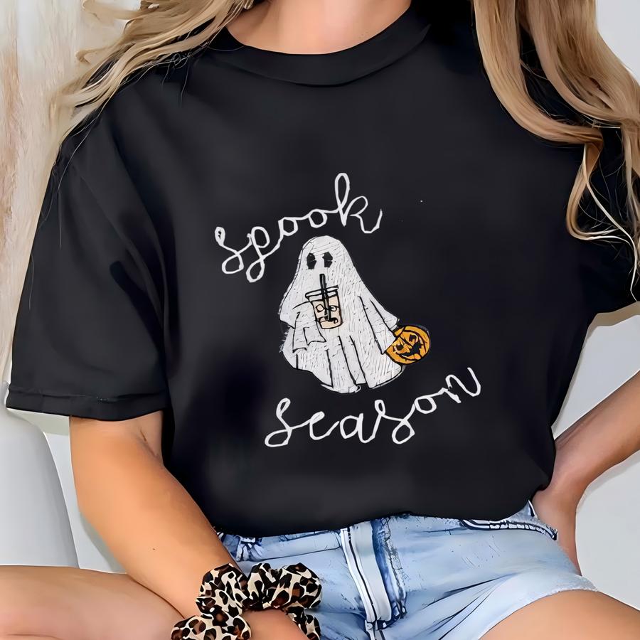 Ghost Iced Coffee Sweatshirt: Halloween Crewneck T-shirt