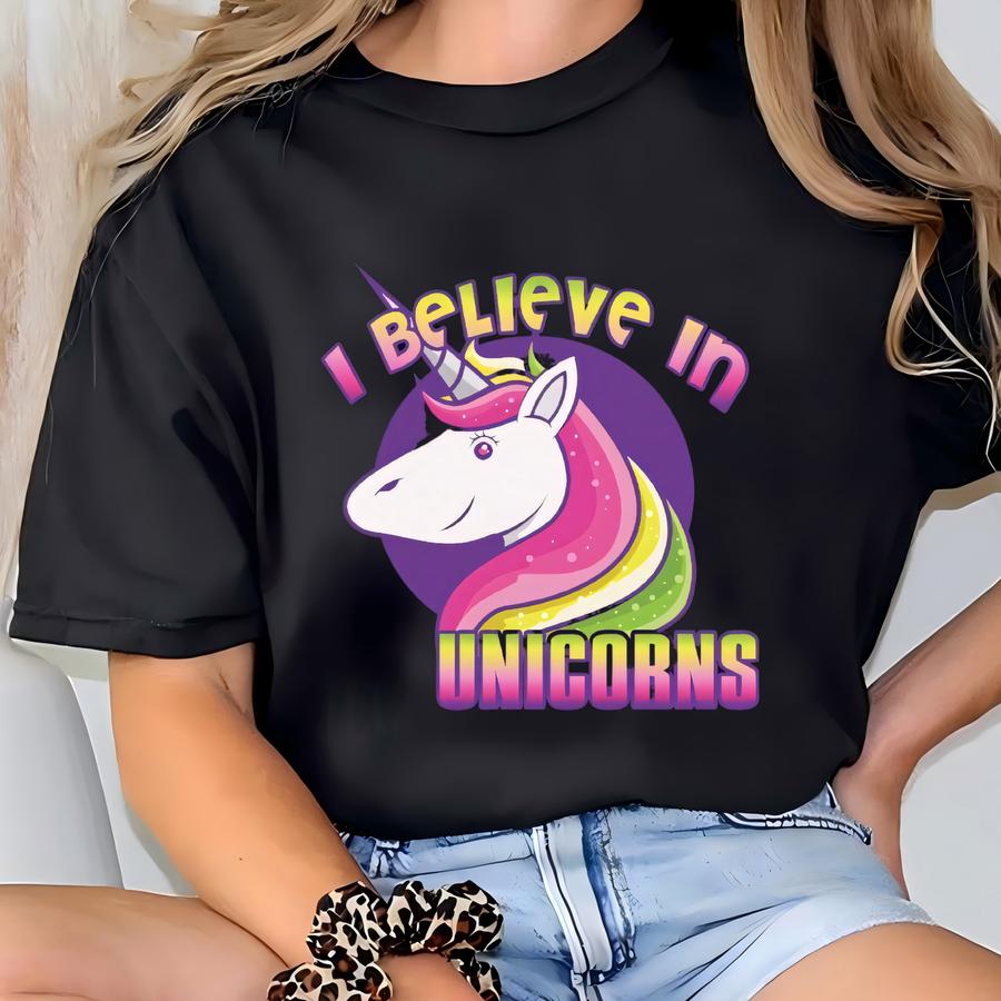 Unisex Toddler Shirt-short-sve Jersey-i Believe In Unicorns-baby Announcement-gender Reveal T-shirt