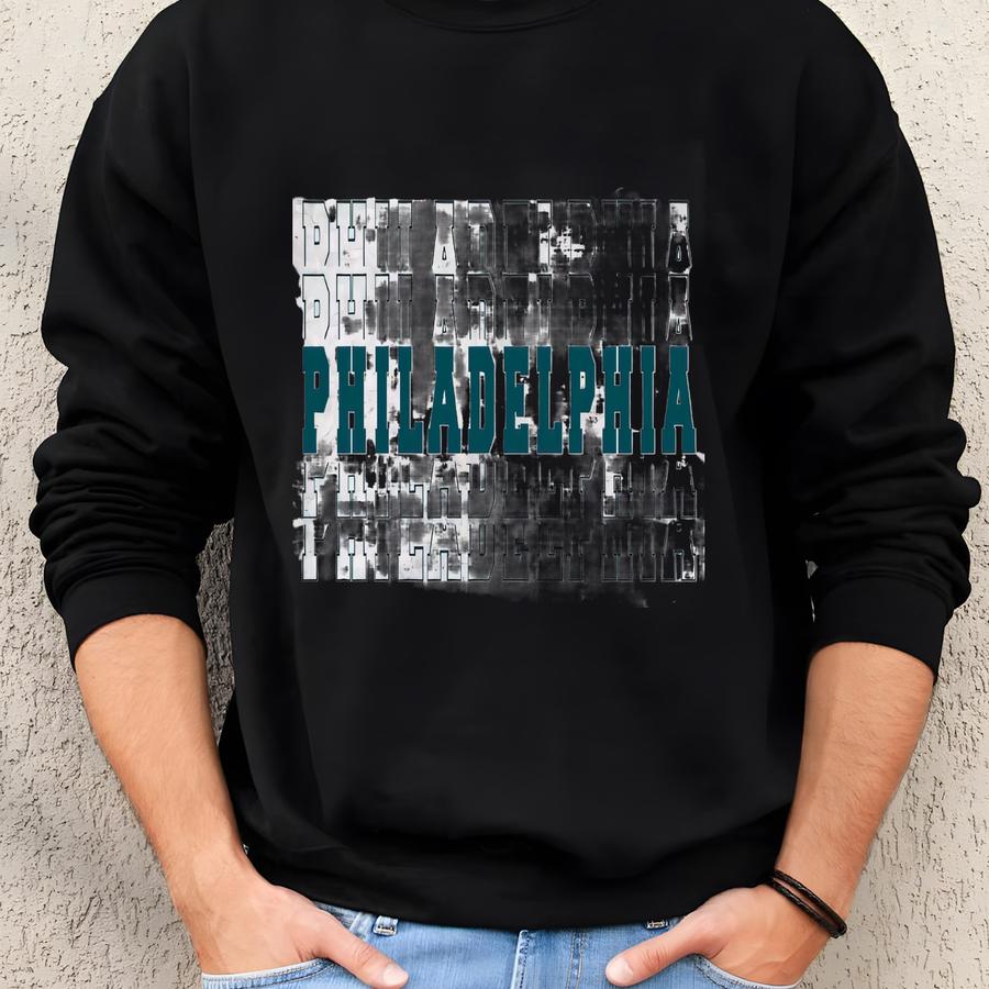 Philadelphia Sweatshirt Philly Sweater Varsity Football Crewneck Pennsylvania Gift Game Day Shirt Vintage Sports Tee Philadelphia Fan Gift Sweatshirt