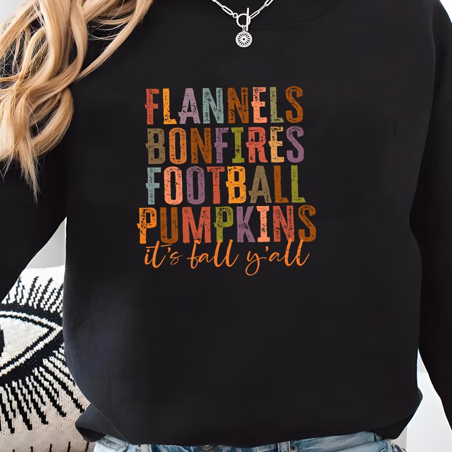 Flannels Pumpkins Hayrides S'mores And Bonfires Sweatshirt, Fall Shirt, Fall Tee, Pumpkin Spice, Cute Fall Shirt, Autumn Shirt, Fall Shirts Sweatshirt
