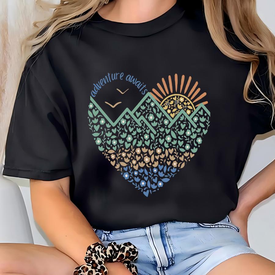 Adventure Awaits Heart Shirt T-shirt