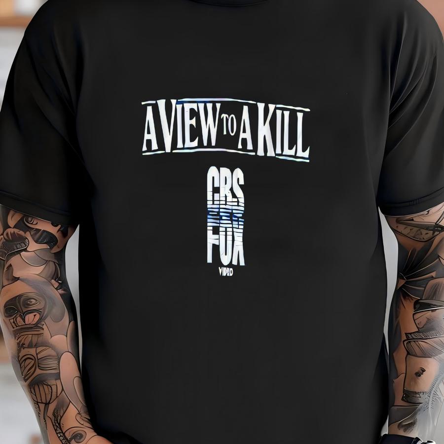 Vintage 1980s James Bond A View To A Kill Blue Crewneck Hoodie Size Medium Large Movie Film 007 Promo Cbs Fox Video Grace Jones T-shirt