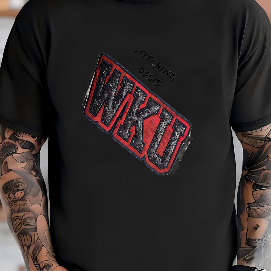 Tooled Leather/fabric Wku Double Applique, Western Kentucky, Wku, College Shirt, Western Shirt, College Gift, Grad Gift, Grad Shirt, Women's T-shirt
