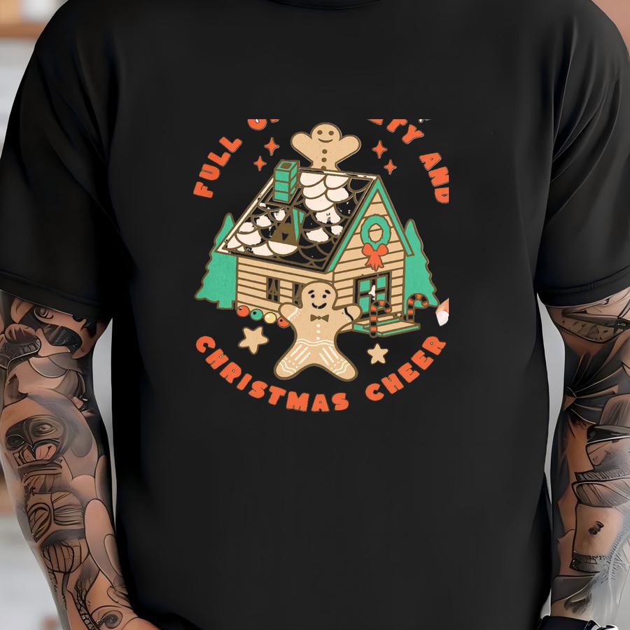 Retro Anxiety And Christmas Cheer Hoodie, Self Care Christmas Shirt, Funny Anxiety Shirt, Cute Anxious Gingerbread Man Mental Health Shirt T-shirt
