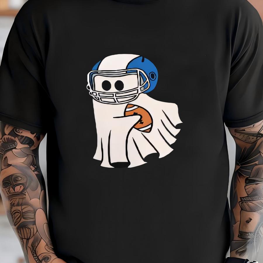 Unisex Ghost Playing Football Hooded Sweatshirt T-shirt