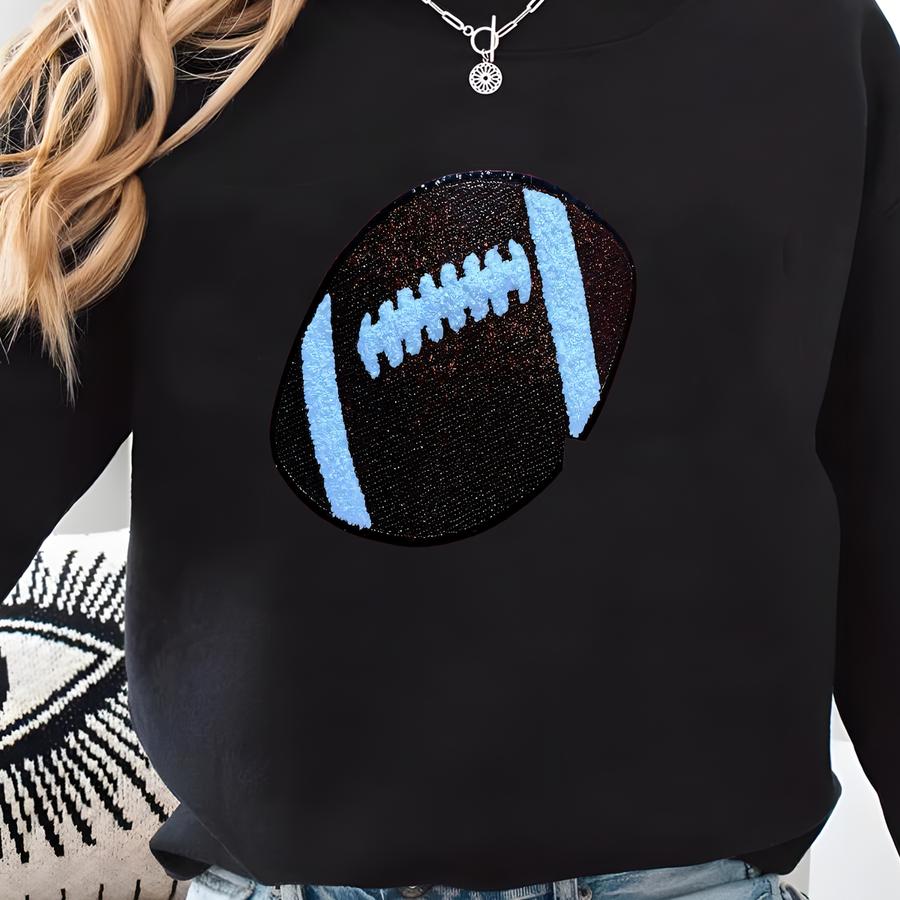 Football Volleyball Soccer Softball Baseball Sequin And Or Chenille Patch Crewneck Sweatshirt Sweatshirt