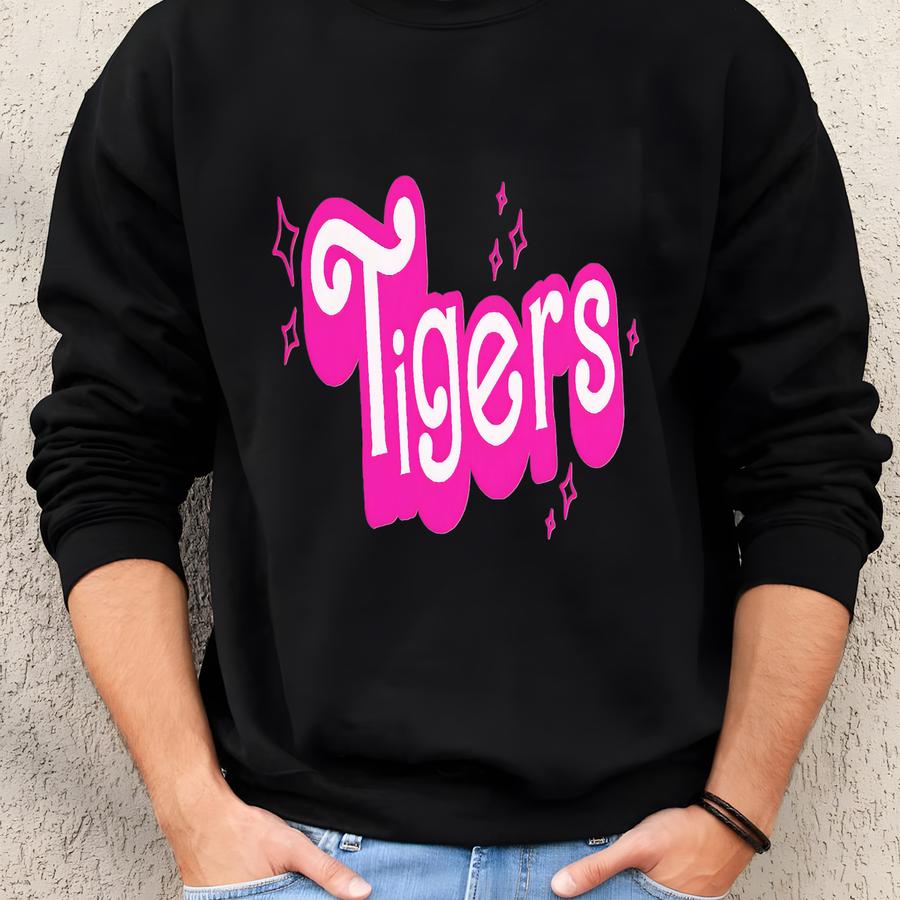 Pink Out Retro Tigers Mascot Crewneck Sweatshirt Pink Out Football Pink Out Mascot Breast Cancer Pink Out Tigers Pink Out Game Sweatshirt