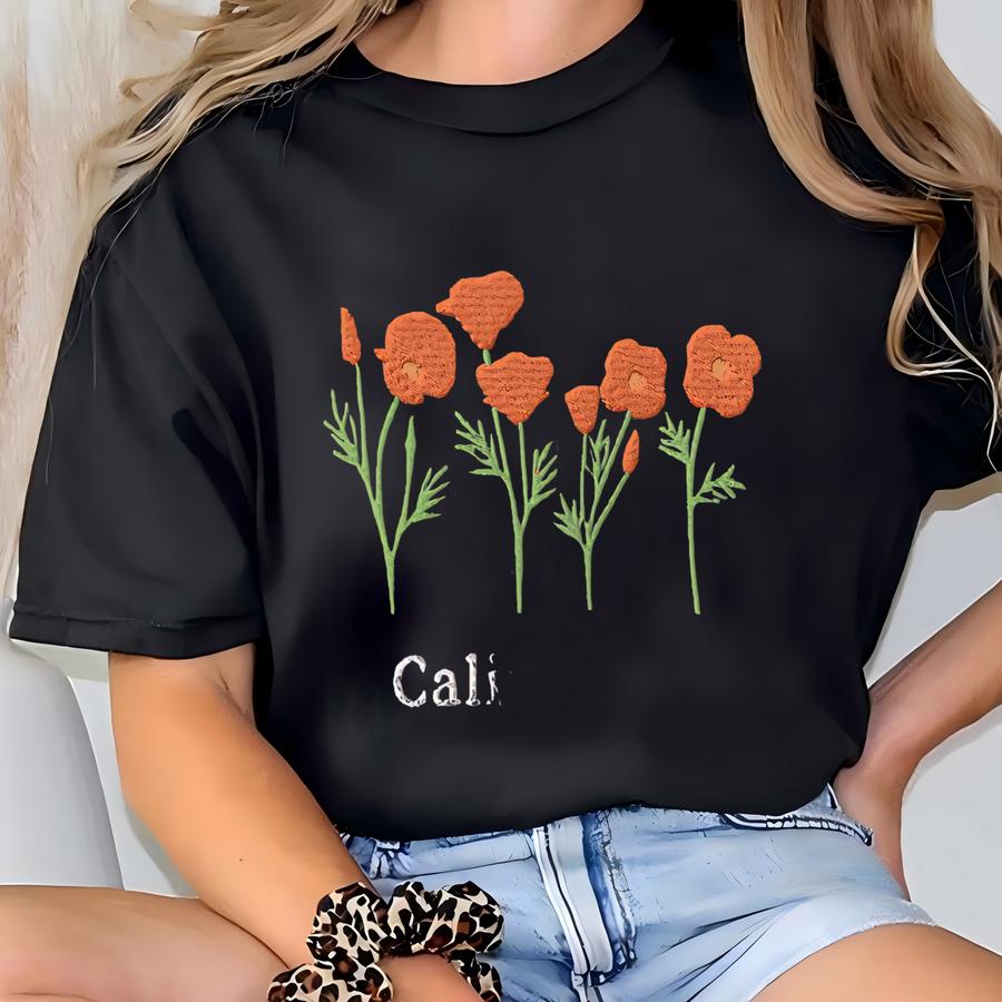 California State Flower Sweatshirt, California Crewneck Sweatshirt, Poppy Flower Shirt, Custom California Poppies Sweater T-shirt