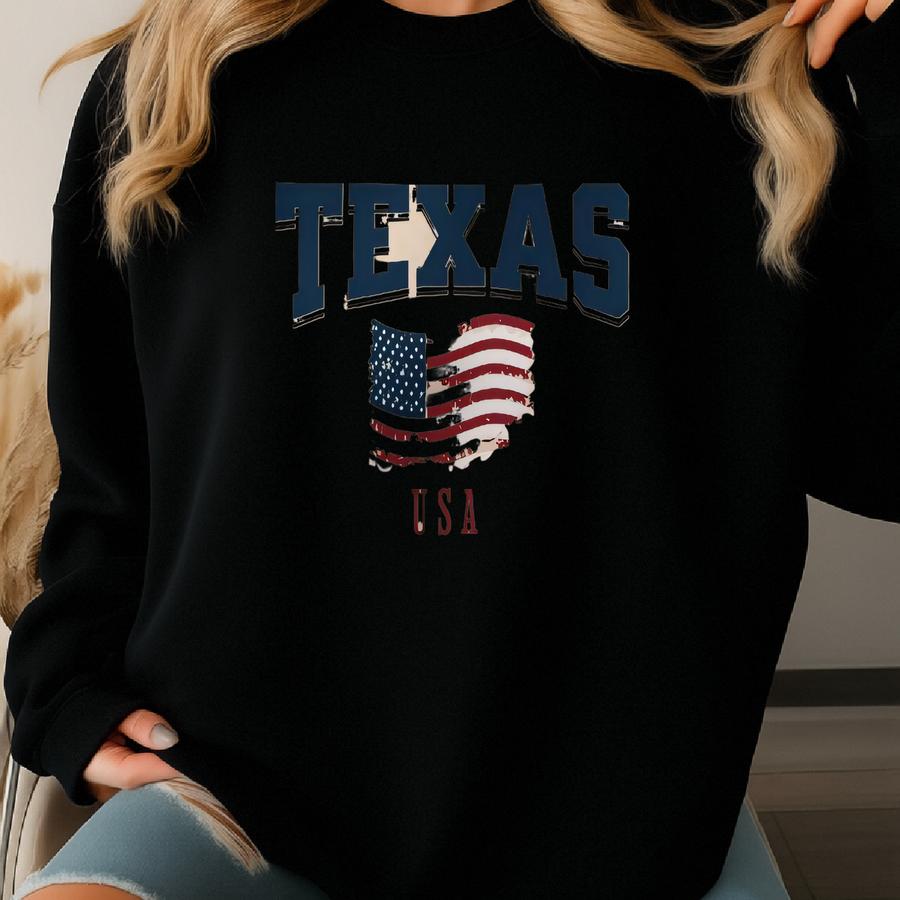 Texas Sweatshirt, American Flag Usa Sweatshirt, Texas Shirt, Texas Longsve, Texas Pride, Texas Patriot Sweater, Texas 4th July T-shirts Sweatshirt