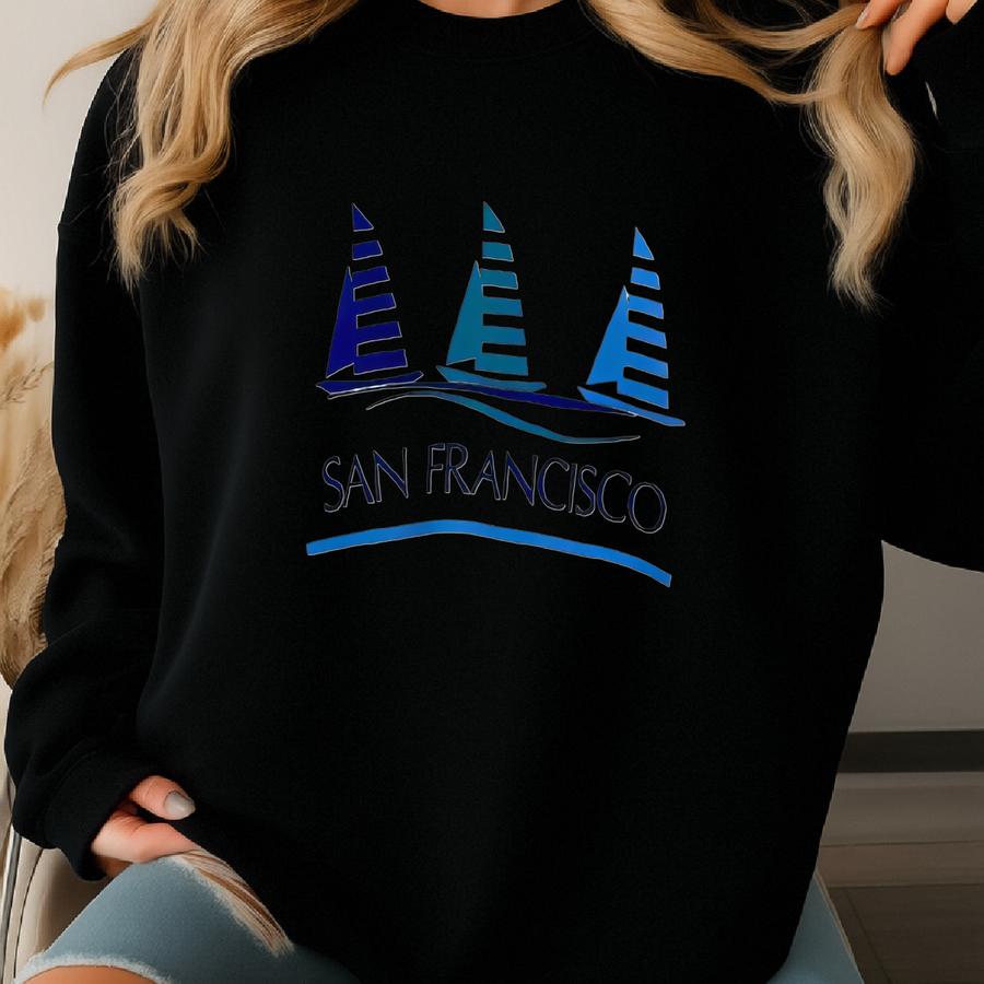 80s San Francisco Crewneck Sweatshirt Print Logo White Color Men’s L Sweatshirt