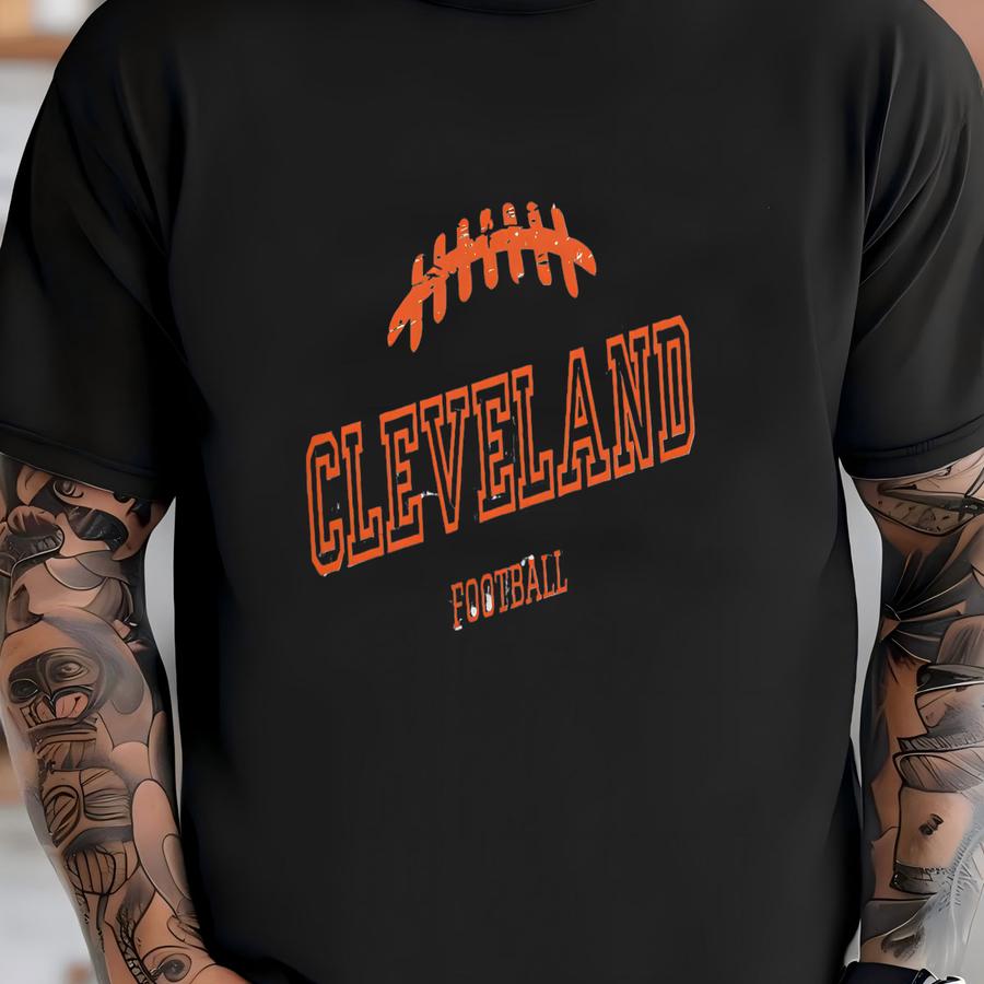 Cleveland Vintage 90s Style Football Sweatshirt, Cleveland Cute Tailgating Crewneck, Browns Fan Gift, Cleveland Browns Tshirt, Cleveland Tee T-shirt