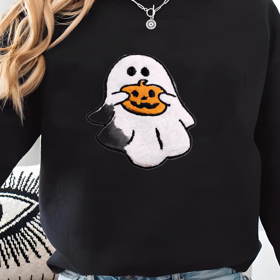 Ghost Sweatshirt, Pumpkin Sweatshirt, Fall Sweatshirt, Vintage Halloween Sweatshirt, Spooky Season, Halloween Sweater Sweatshirt