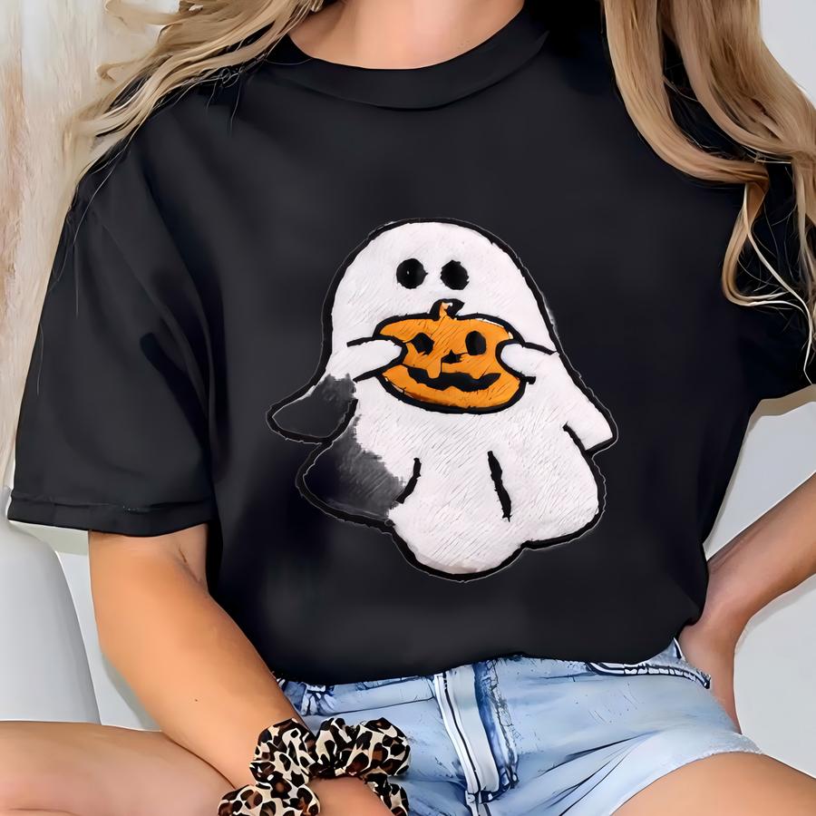 Ghost Sweatshirt, Pumpkin Sweatshirt, Fall Sweatshirt, Vintage Halloween Sweatshirt, Spooky Season, Halloween Sweater T-shirt