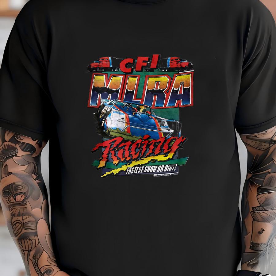 Vintage 1990s Mlra Racing Long Sve Sweatshirt Size Small Cfi All Over Print Winston Cup Nascar Racecar T-shirt