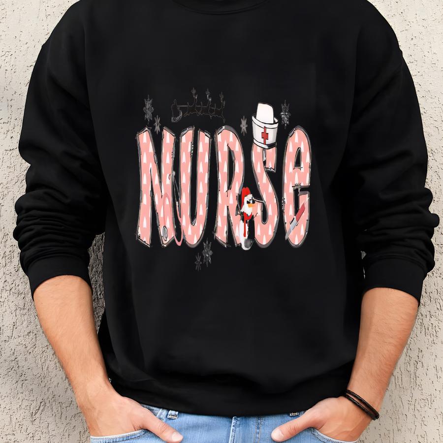 Nurse Christmas Sweatshirt, Christmas Nurse Sweatshirts, Holiday Nurse, Pink Christmas Nursing Sweater, Holiday Nurse Sweaters, Nicu Nurse Sweatshirt