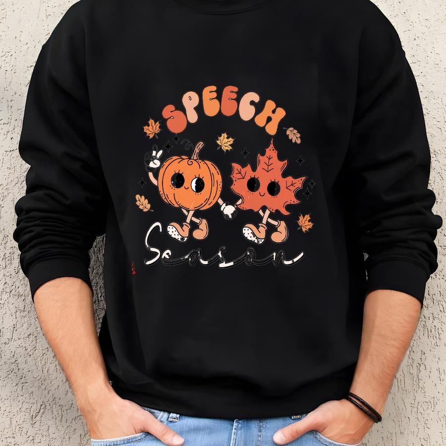 Slp Halloween Shirt Speech Therapy Tshirt Speech Pathology Gift Fall Therapist Apparel Language Pathologist Shirt Slp Pumpkin Crewneck Sweatshirt