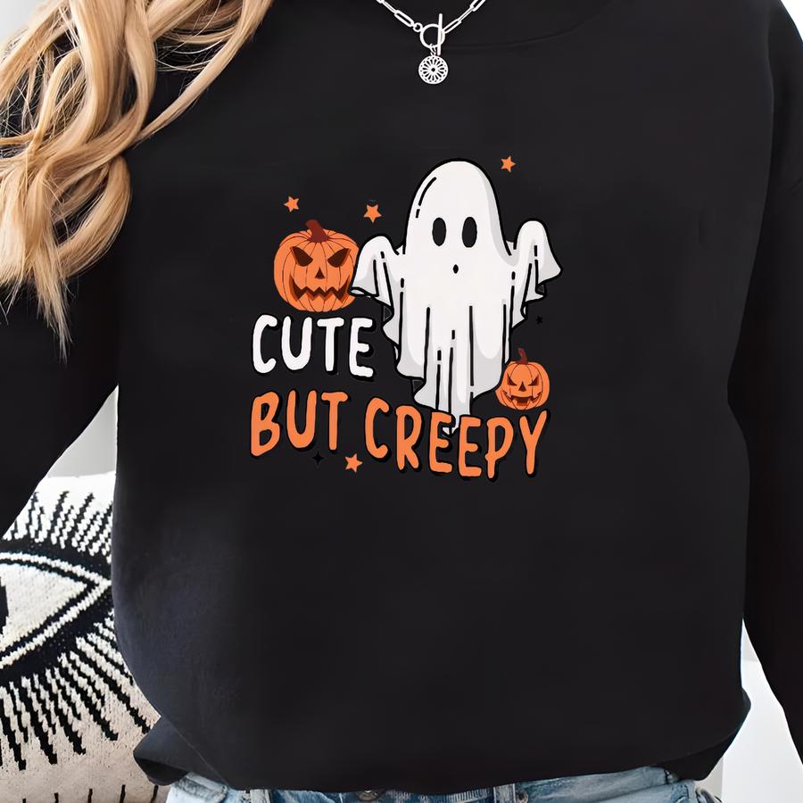 Vintage Vibes: Cute But Creepy Halloween Graphic T-shirt - Retro Style Unisex Tee Sweatshirt