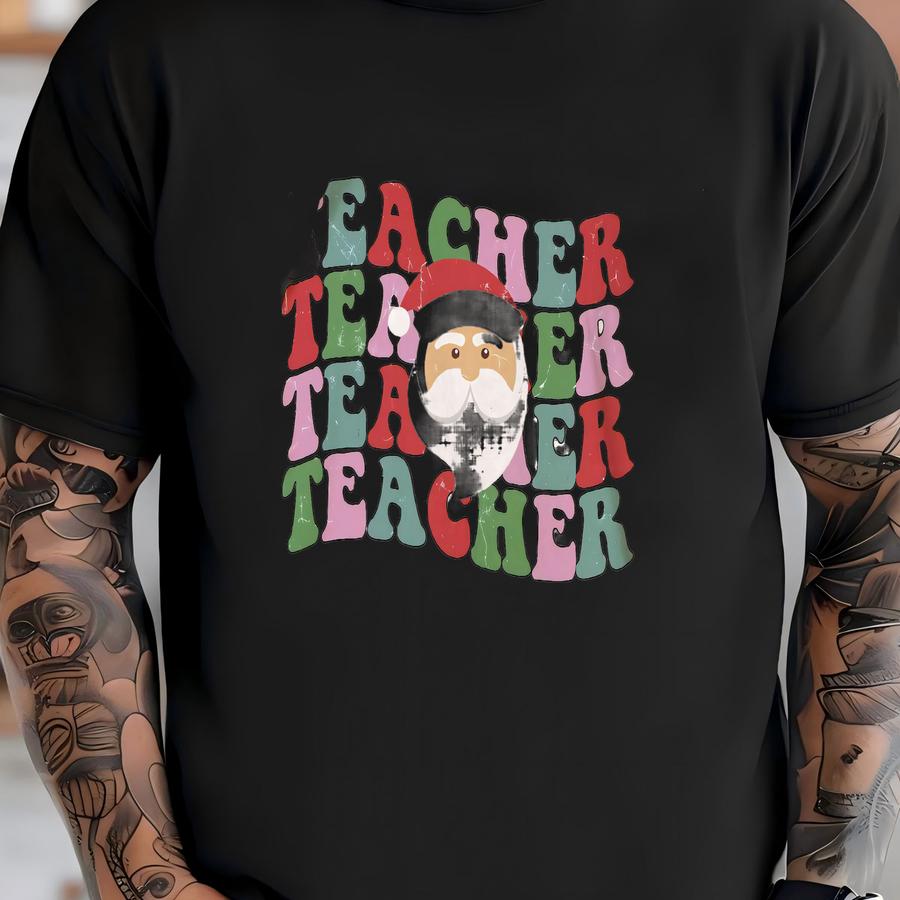 Teacher Christmas Shirt, Retro Teacher Shirt, , Christmas Teacher Gift, Funny Christmas Teacher, Christmas Shirt For Teacher T-shirt