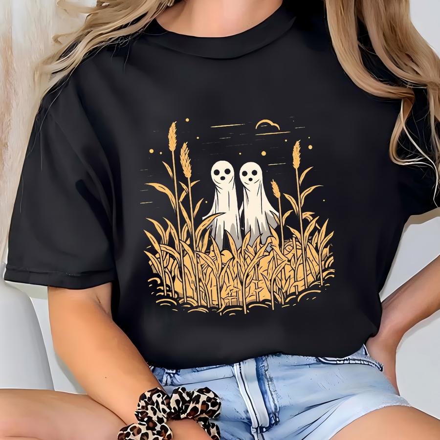 Cornfield Ghost Shirt. Cute Spooky Shirt. Halloween Gift. Halloween Shirt. Western Ghost Shirt. Western Halloween Shirt T-shirt