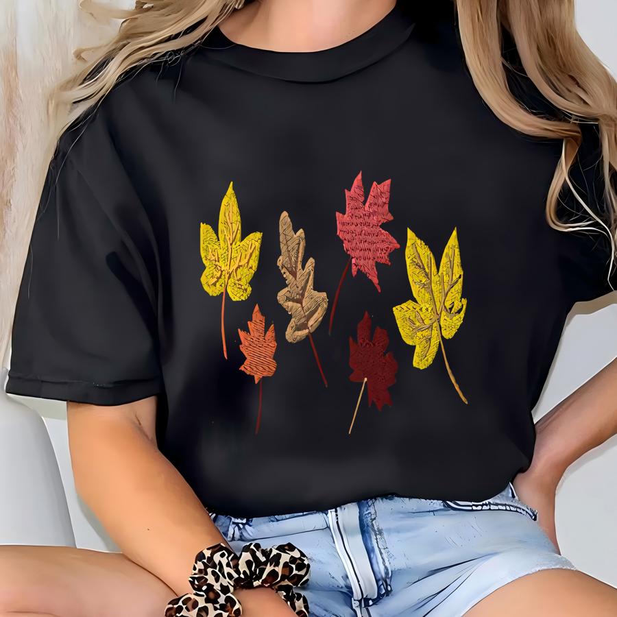 Fall Leaves Sweatshirt, Autumn Crewneck Sweatshirt, Leaves Shirt, Custom Fall Sweatshirt, Thanksgiving Sweater T-shirt