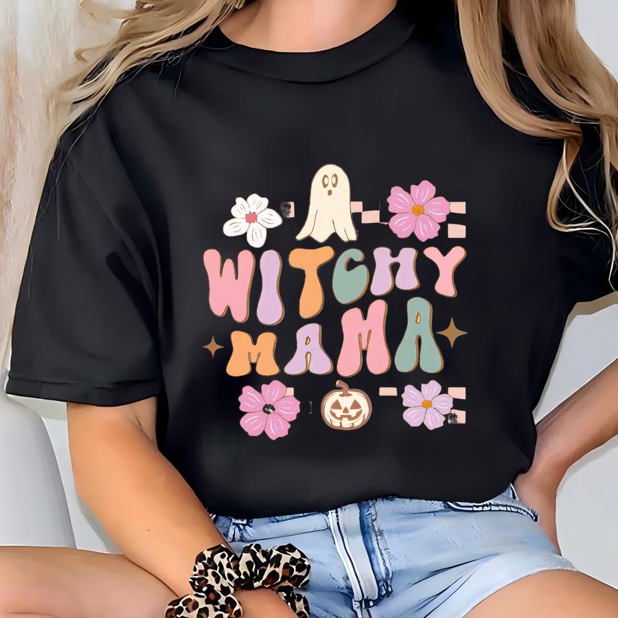 Witchy Mama Vintage-inspired Women's Sweatshirt | Cute Halloween Retro Style T-shirt