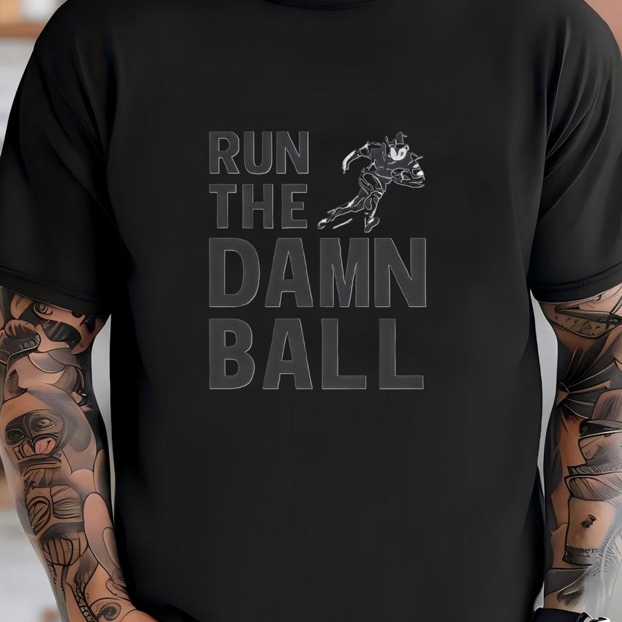 Run The Damn Ball - Unisex Short Sve Hoodie, Funny Gameday Football Tailgate Party Tee T-shirt