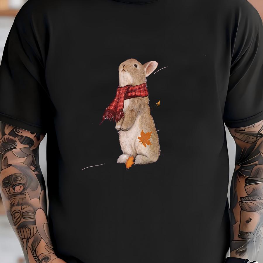 Fall Leaves Bunny Rabbit Shirt, Autumn Bunny Shirt, Cute Bunny Shirt, Bunny Rabbit Lover Shirt,  Shirt, Bunny Mom Shirt T-shirt