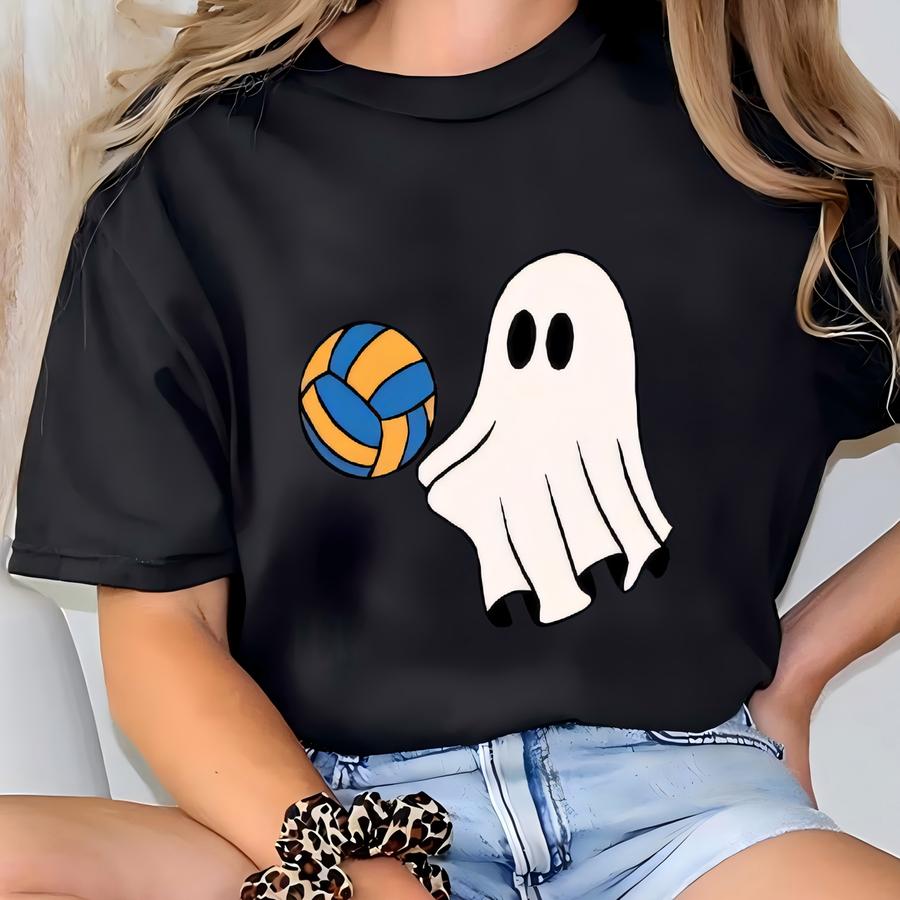 Volleyball Ghost Halloween Hoodie, Ghost Pocket Shirt, Halloween Gift, Funny Volleyball Shirt, Halloween Shirt, Halloween Volleyball Fans T-shirt