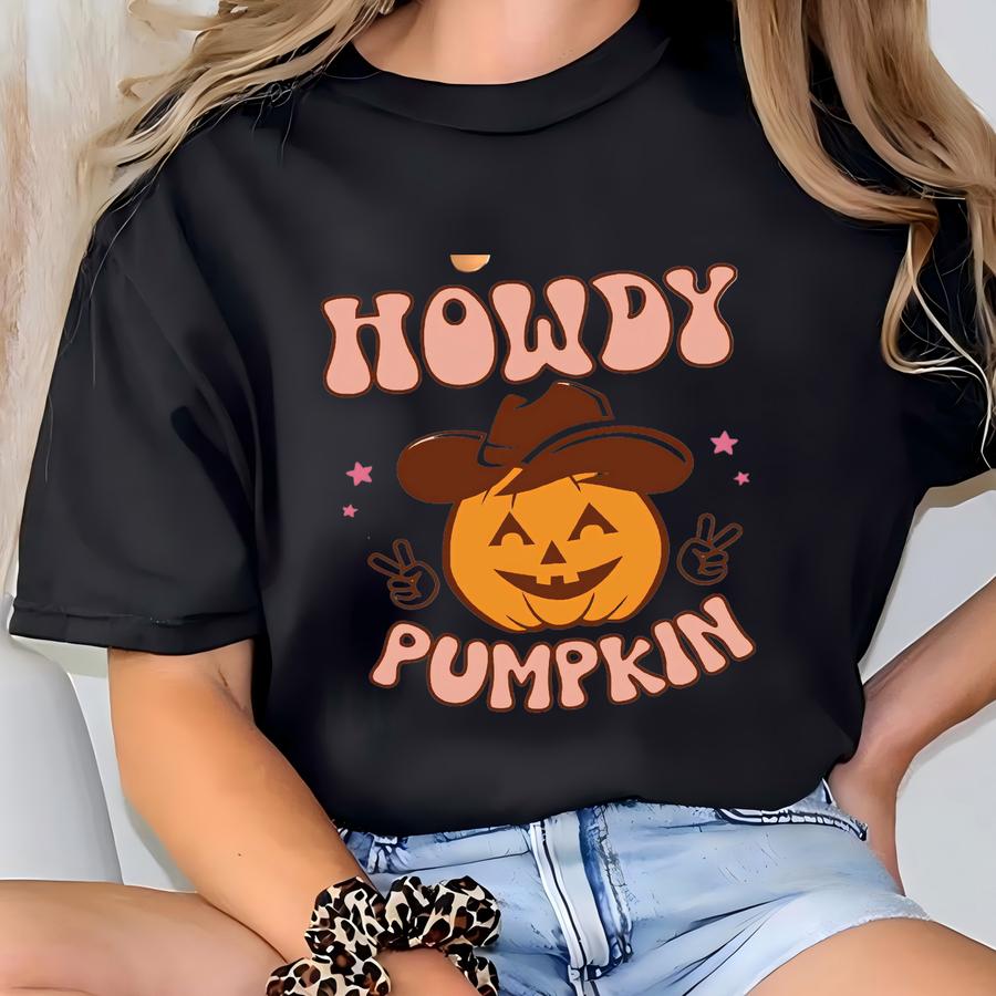 Western Halloween Sweatshirt: Howdy Pumpkin, Retro Cowgirl Style T-shirt