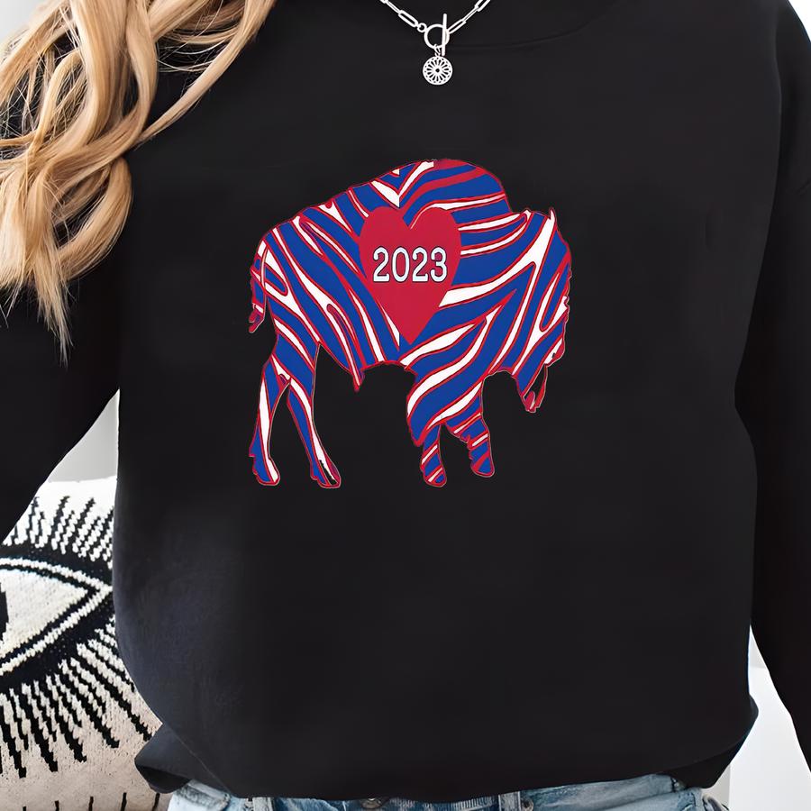 Custom Buffalo Christmas Gift, Personalized Buffalo Football Ornament, Family's First Christmas, Buffalo Wedding Gift, New House Gift Sweatshirt