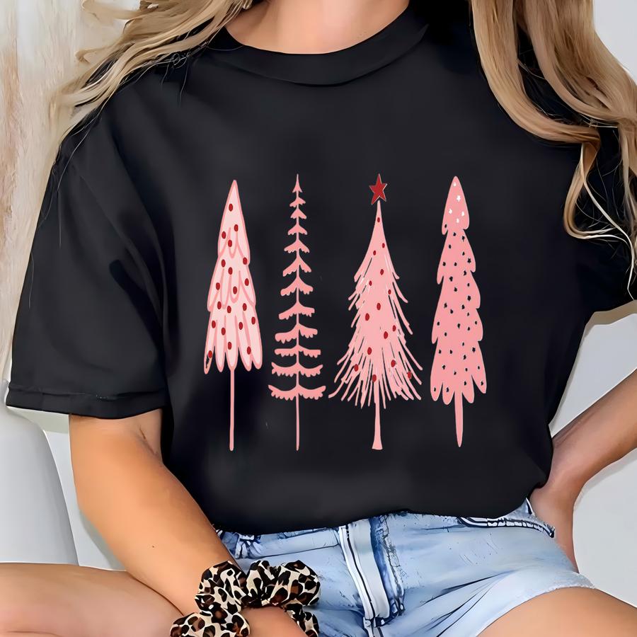 Christmas Tree Sweatshirt Pink,womens Christmas Sweatshirthirt,christmas Tree Holiday Shirt,winter Clothing,christmas Gift,® T-shirt