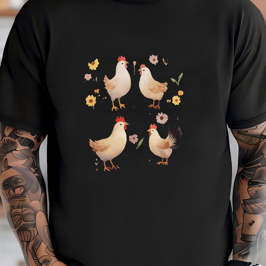 Wildflower Chicken Shirt, Floral Chicken Tshirt, Chicken Lover, Chicken Mom Tee, Cottagecore Farm Girl Hoodie, Farmer Gift T-shirt