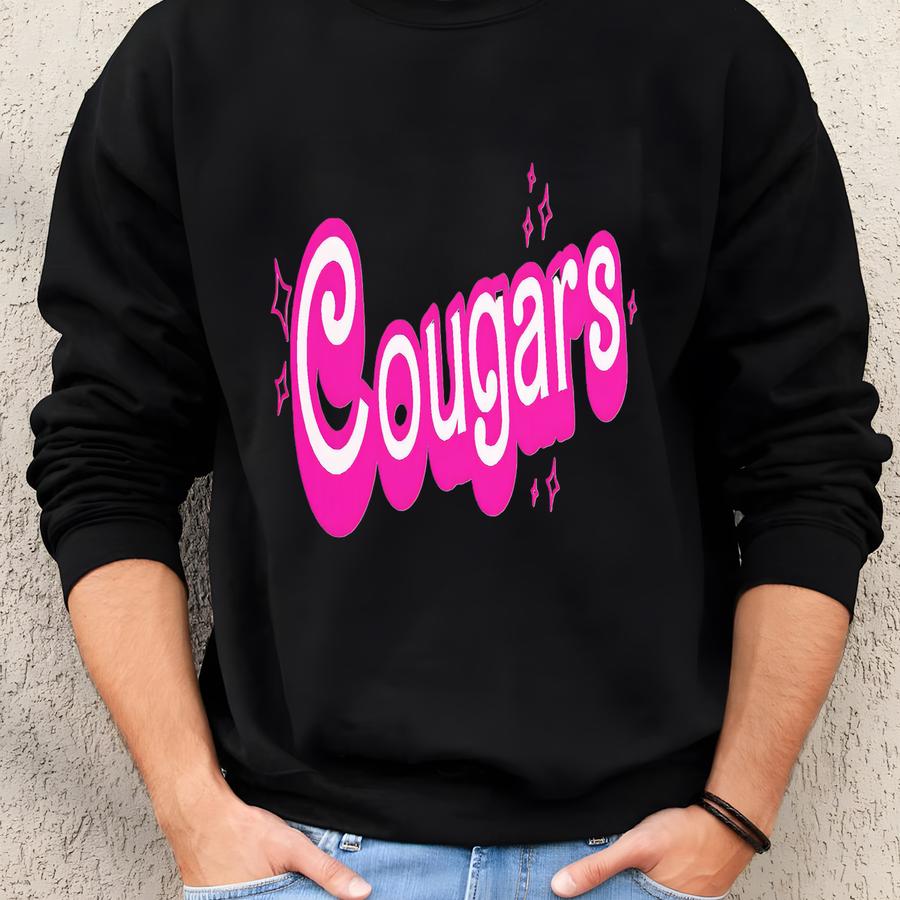 Pink Out Retro Cougars Mascot Crewneck Sweatshirt Pink Out Football Pink Out Mascot Breast Cancer Pink Out Cougars Pink Out Game Sweatshirt